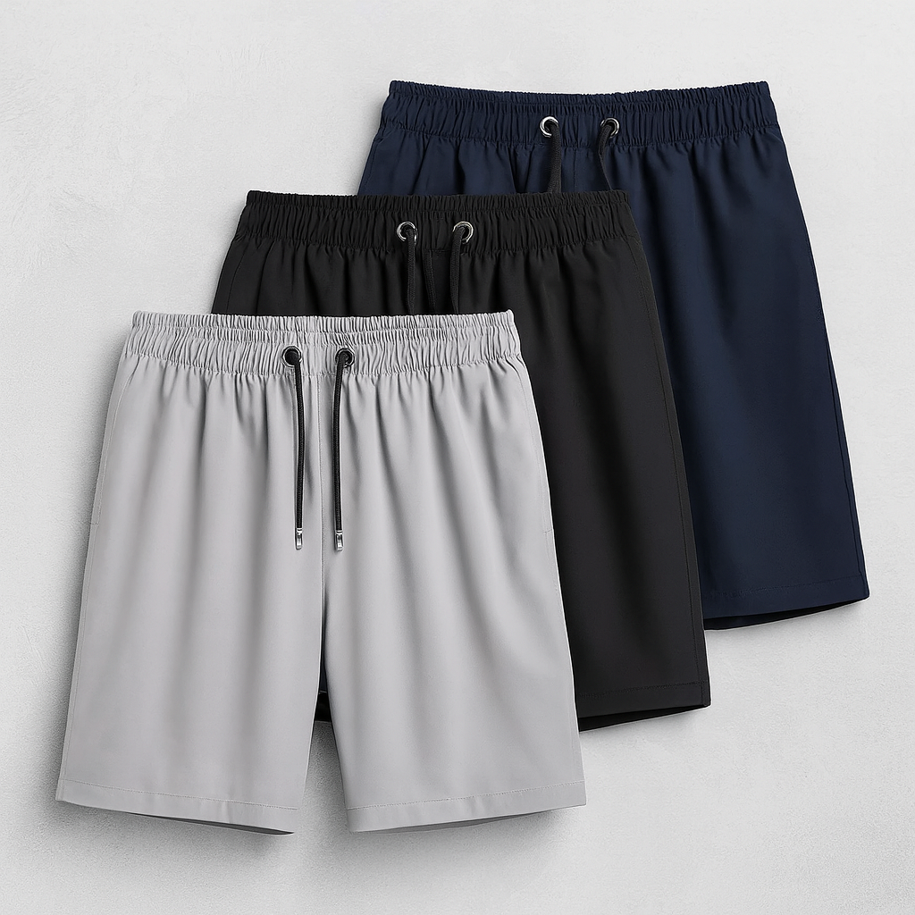 Combo of 3 Men’s Cotton Stretch Shorts -  Modern Fit & Comfort