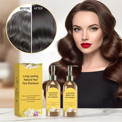 Natural Hair Dye Shampoo - Long Lasting Coverage (Pack of 2)