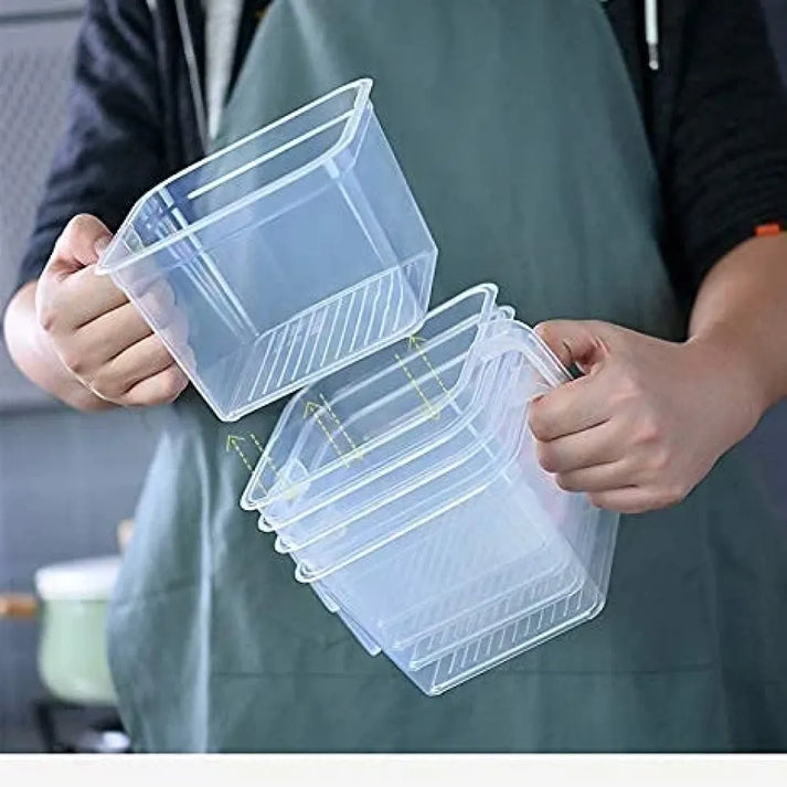 Unbreakable Kitchen Storage Boxes (Set of 6) - 1000ml Fridge Containers